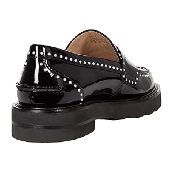Black Patent Leather Loafers with Studded Detail - Picture 3 of 6